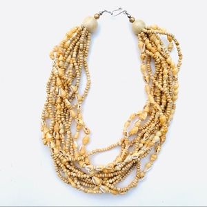 Metallic Silver Seashell & Bead Necklace